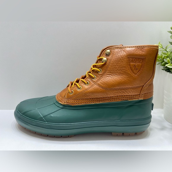 NEW NEW Polo Ralph Lauren Claus Lace Up Men's Sherpa Lined Duck Boots Brown 8,11 - Picture 6 of 9